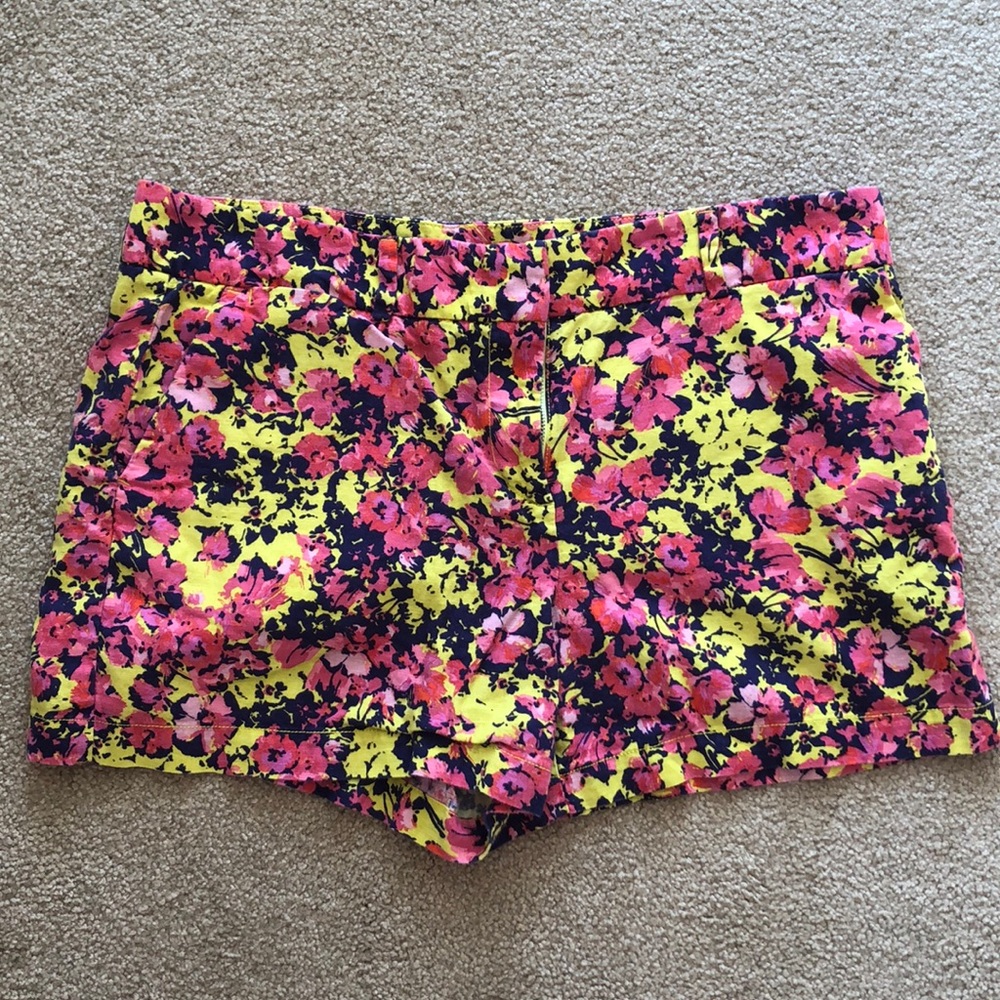 Ann Taylor Loft yellow pink floral shorts